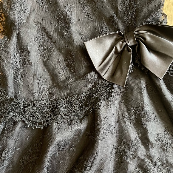 Black lace overlay drop waist dress vintage Madonna 80s witch a goth Gunne Sax!! - Picture 2 of 11